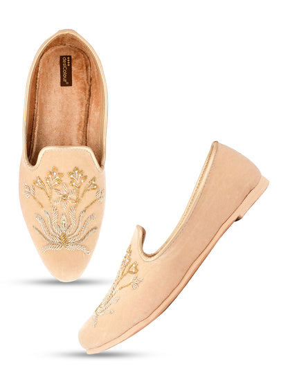 DESI COLOUR Mens Gold Ethnic Footwear/Punjabi Jutti