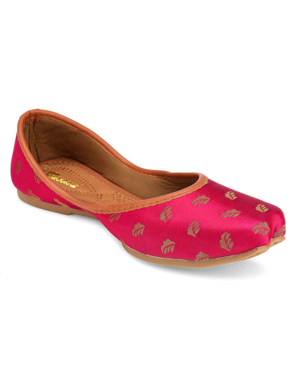 DESI COLOUR Women Pink Ethnic Punjabi Jutti