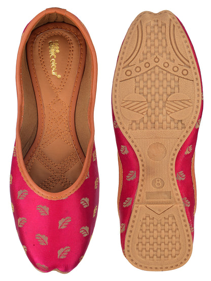 DESI COLOUR Women Pink Ethnic Punjabi Jutti