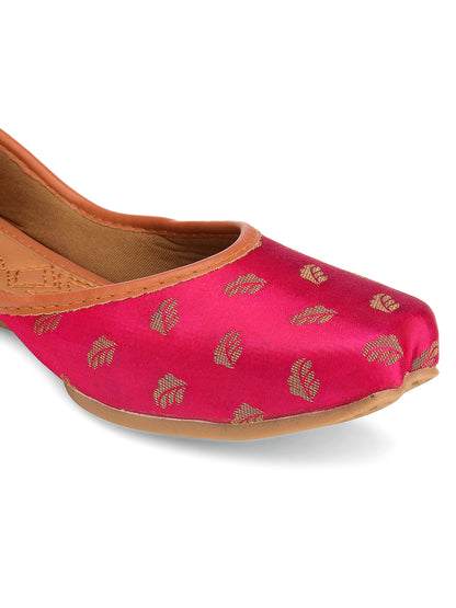 DESI COLOUR Women Pink Ethnic Punjabi Jutti