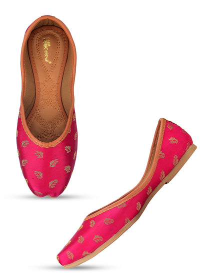 DESI COLOUR Women Pink Ethnic Punjabi Jutti