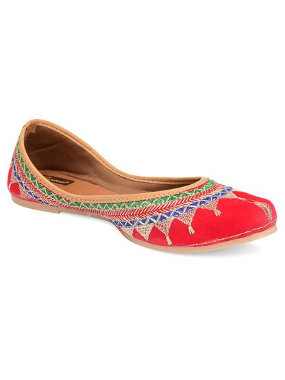 DESI COLOUR Women Red Ethnic Punjabi Jutti