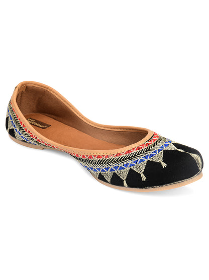 DESI COLOUR Women Black Ethnic Punjabi Jutti