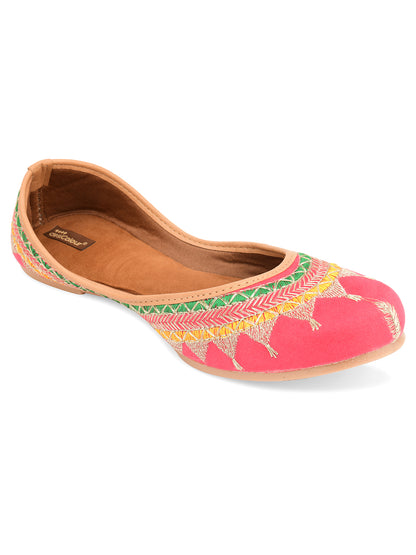 DESI COLOUR Women Pink Ethnic Punjabi Jutti