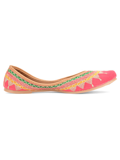 DESI COLOUR Women Pink Ethnic Punjabi Jutti