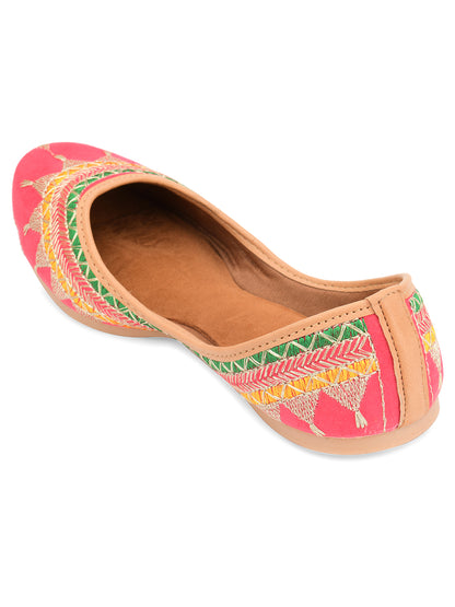 DESI COLOUR Women Pink Ethnic Punjabi Jutti