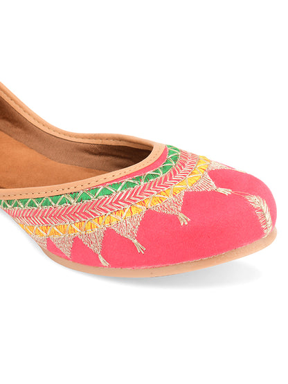 DESI COLOUR Women Pink Ethnic Punjabi Jutti