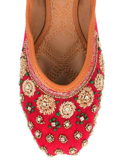 DESI COLOUR Women Pink Ethnic Punjabi Jutti