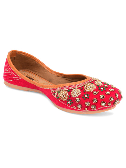 DESI COLOUR Women Pink Ethnic Punjabi Jutti