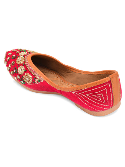 DESI COLOUR Women Pink Ethnic Punjabi Jutti