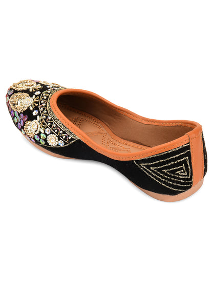 DESI COLOUR Women Black Ethnic Punjabi Jutti