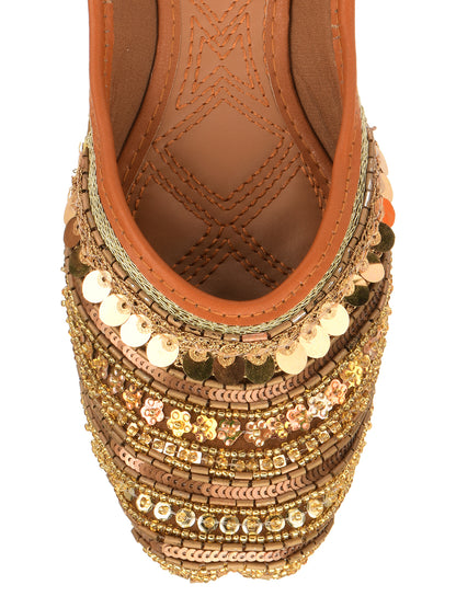 DESI COLOUR Women Copper Ethnic Punjabi Jutti