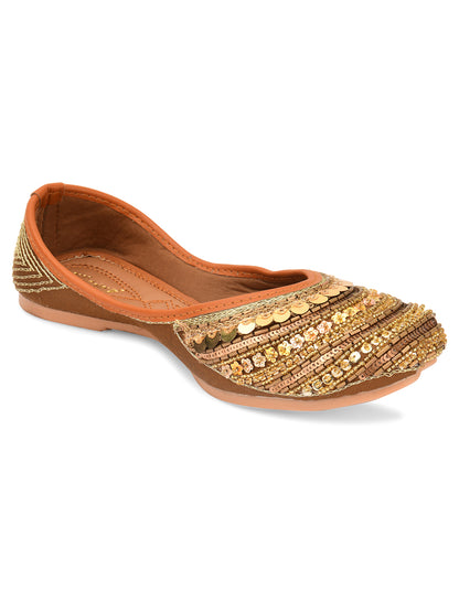 DESI COLOUR Women Copper Ethnic Punjabi Jutti