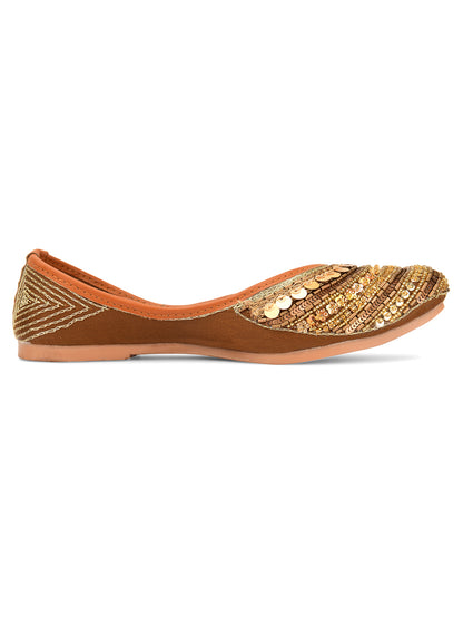 DESI COLOUR Women Copper Ethnic Punjabi Jutti