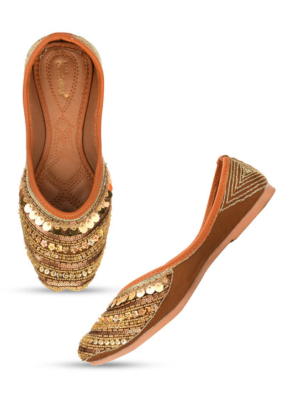 DESI COLOUR Women Copper Ethnic Punjabi Jutti