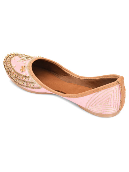 DESI COLOUR Women Pink Ethnic Punjabi Jutti