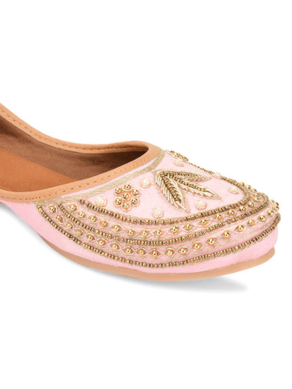 DESI COLOUR Women Pink Ethnic Punjabi Jutti