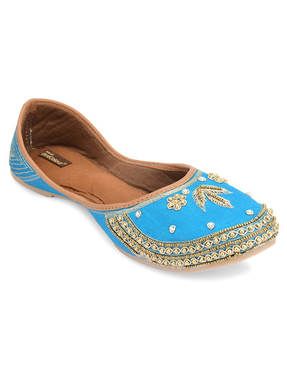 DESI COLOUR Women Blue Ethnic Punjabi Jutti