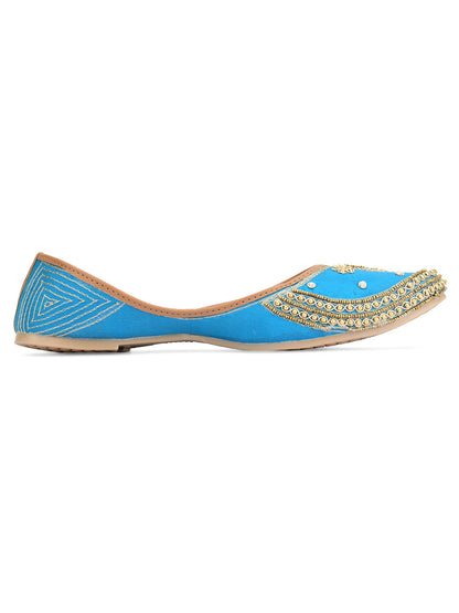 DESI COLOUR Women Blue Ethnic Punjabi Jutti