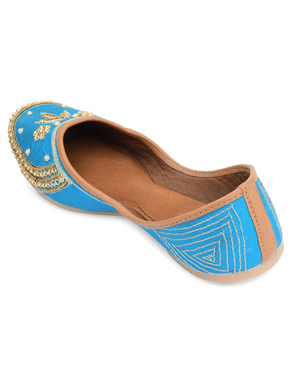 DESI COLOUR Women Blue Ethnic Punjabi Jutti