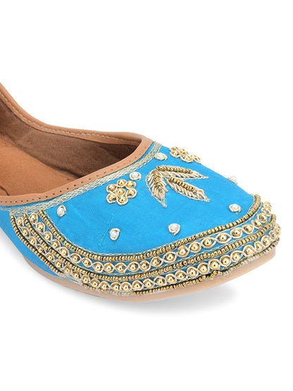 DESI COLOUR Women Blue Ethnic Punjabi Jutti