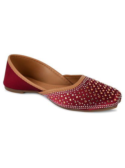 DESI COLOUR Women Maroon Ethnic Punjabi Jutti