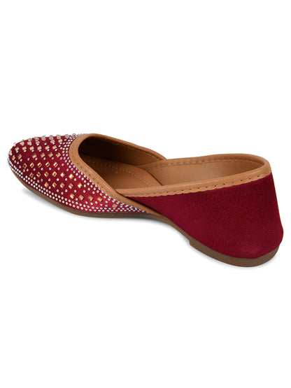 DESI COLOUR Women Maroon Ethnic Punjabi Jutti