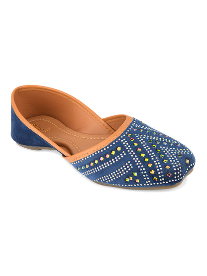 DESI COLOUR Women Blue Ethnic Punjabi Jutti