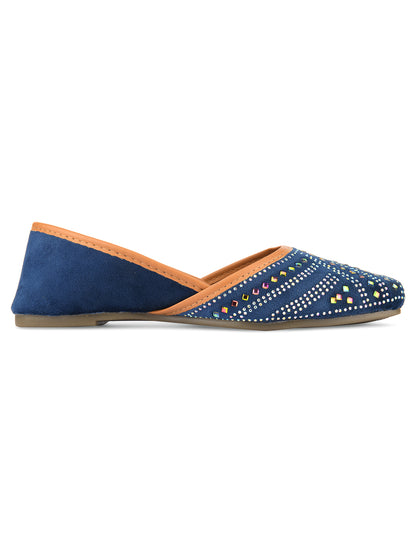 DESI COLOUR Women Blue Ethnic Punjabi Jutti