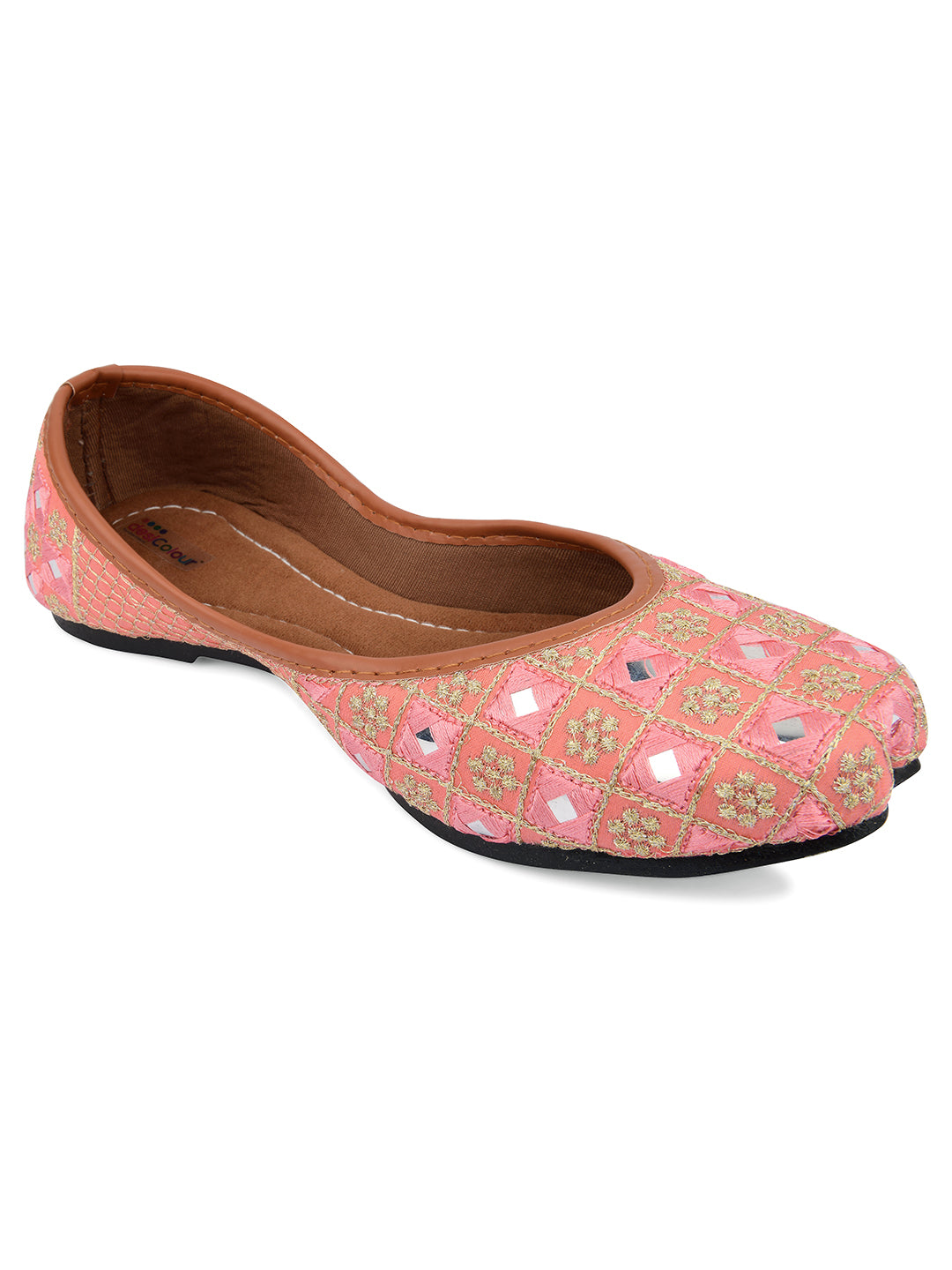 DESI COLOUR Women Pink Ethnic Punjabi Jutti