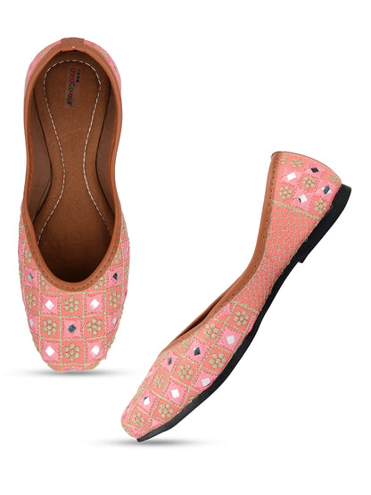 DESI COLOUR Women Pink Ethnic Punjabi Jutti