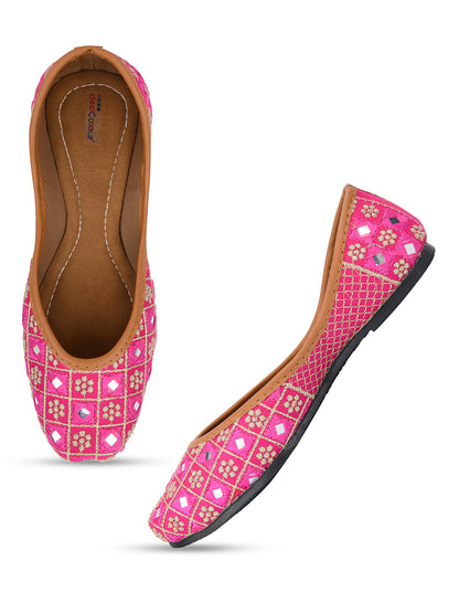 DESI COLOUR Women Pink Ethnic Punjabi Jutti