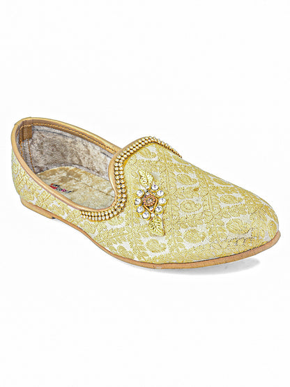 DESI COLOUR Mens Gold Ethnic Footwear/Punjabi Jutti