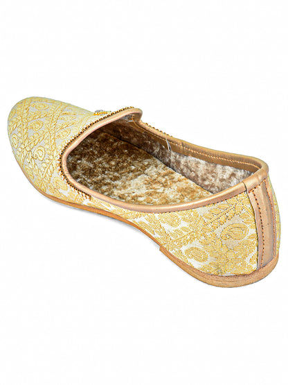 DESI COLOUR Mens Gold Ethnic Footwear/Punjabi Jutti