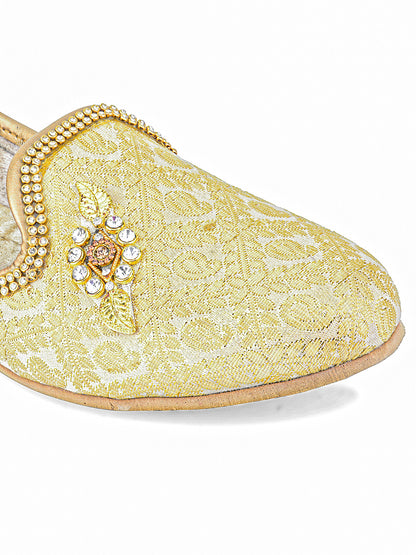 DESI COLOUR Mens Gold Ethnic Footwear/Punjabi Jutti