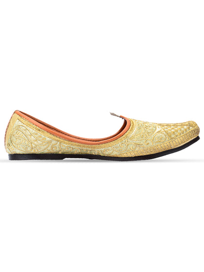 DESI COLOUR Mens Gold Ethnic Footwear/Punjabi Jutti