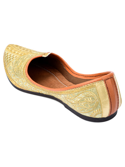 DESI COLOUR Mens Gold Ethnic Footwear/Punjabi Jutti