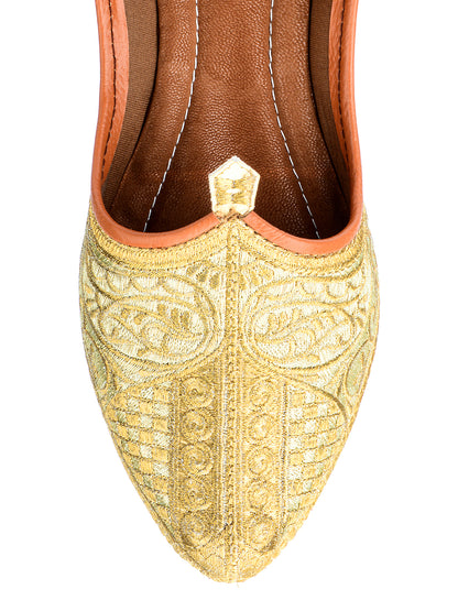 DESI COLOUR Mens Gold Ethnic Footwear/Punjabi Jutti