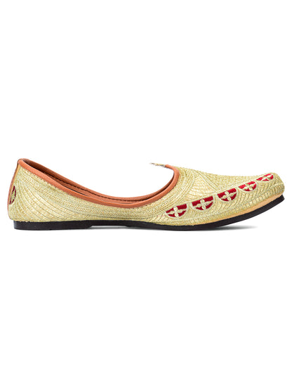 DESI COLOUR Mens Gold Ethnic Footwear/Punjabi Jutti