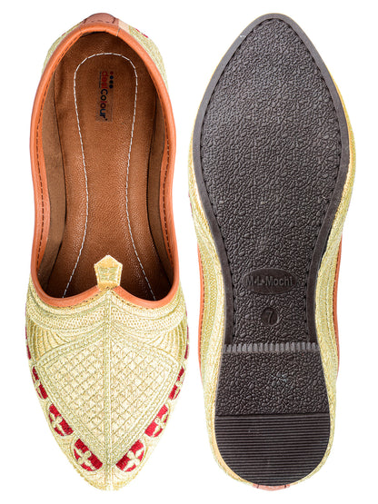 DESI COLOUR Mens Gold Ethnic Footwear/Punjabi Jutti