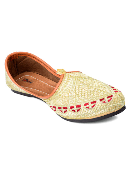 DESI COLOUR Mens Gold Ethnic Footwear/Punjabi Jutti