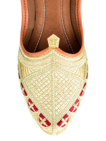 DESI COLOUR Mens Gold Ethnic Footwear/Punjabi Jutti