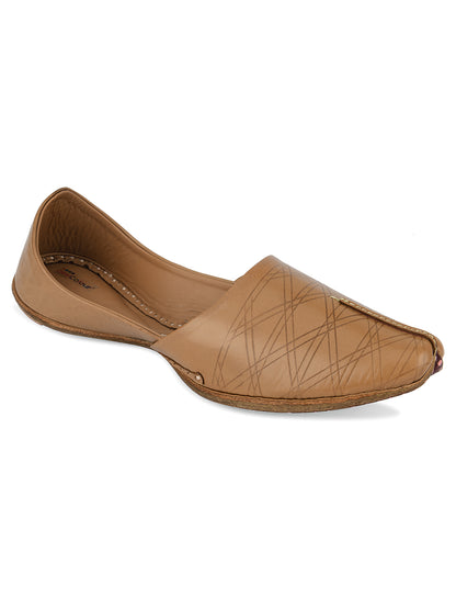 DESI COLOUR Mens Gold Ethnic Footwear/Punjabi Jutti