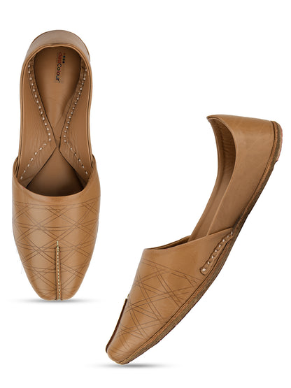 DESI COLOUR Mens Gold Ethnic Footwear/Punjabi Jutti