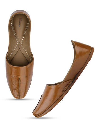 DESI COLOUR Mens Brown Ethnic Footwear/Punjabi Jutti