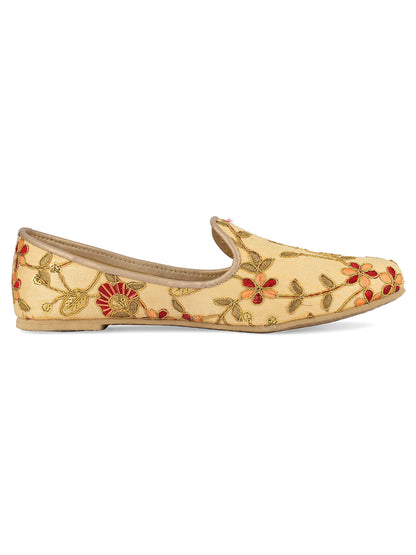 DESI COLOUR Mens Gold Ethnic Footwear/Punjabi Jutti