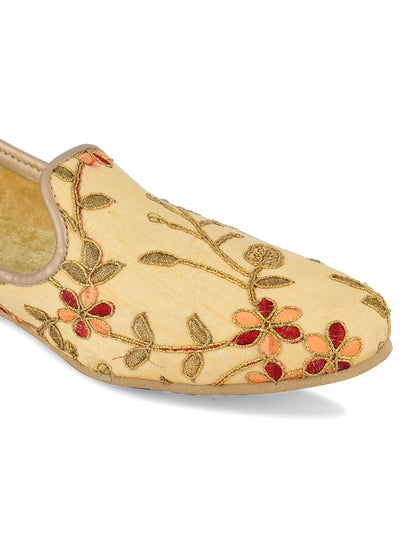 DESI COLOUR Mens Gold Ethnic Footwear/Punjabi Jutti