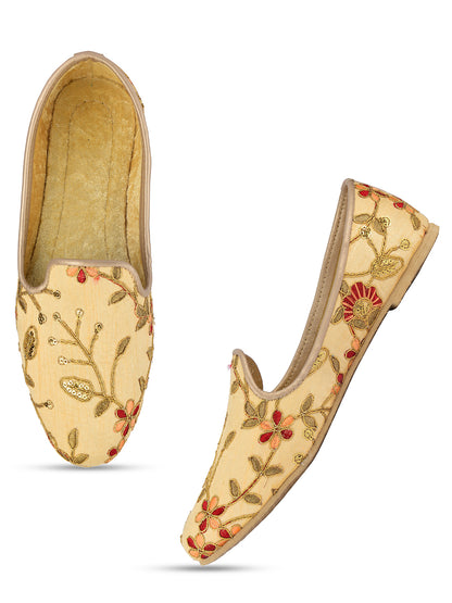 DESI COLOUR Mens Gold Ethnic Footwear/Punjabi Jutti