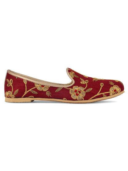 DESI COLOUR Mens Maroon Ethnic Footwear/Punjabi Jutti