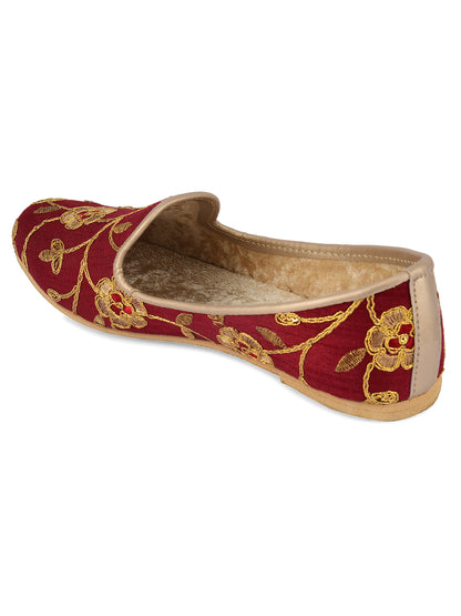 DESI COLOUR Mens Maroon Ethnic Footwear/Punjabi Jutti